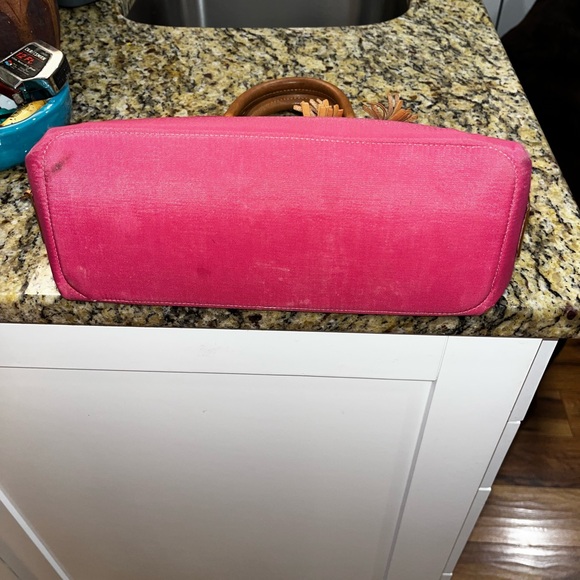 Dooney & Bourke Fuchsia Satchel with Tan Accents - Picture 4 of 7